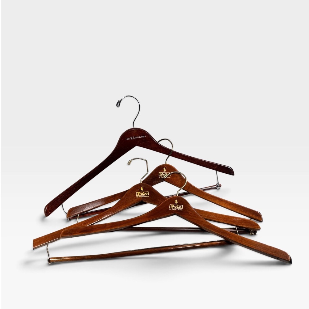 Vintage Polo Ralph Lauren Wood Hangers Lot 4 – 3 Pants 1 Shirt Store Display